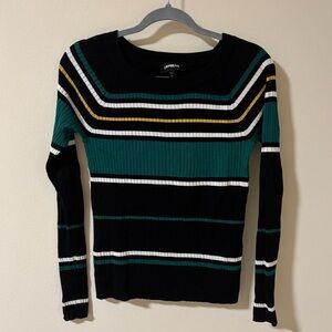 Express Striped Wide Neck Sweater